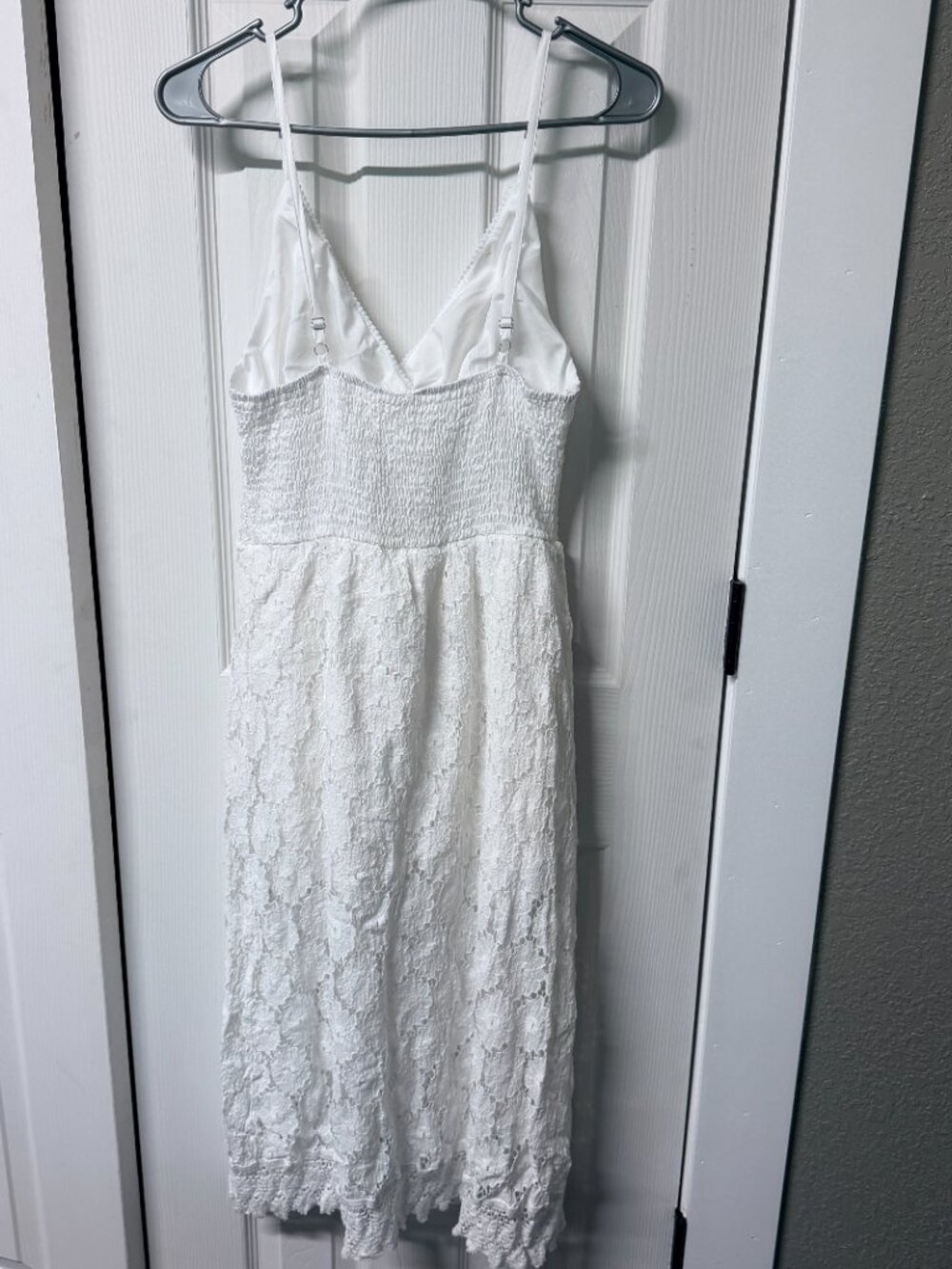 CUPSHE Thin Straps Ruching Smocking Lace Jumpsuit Romper M White - Picture 4 of 8